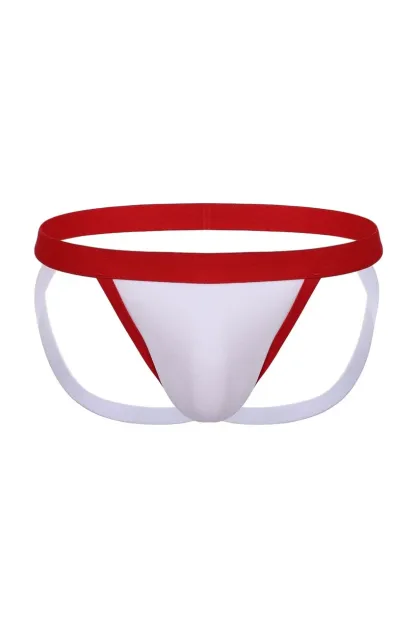 Mysteryglove Men's Red and White Thong Jockstrap