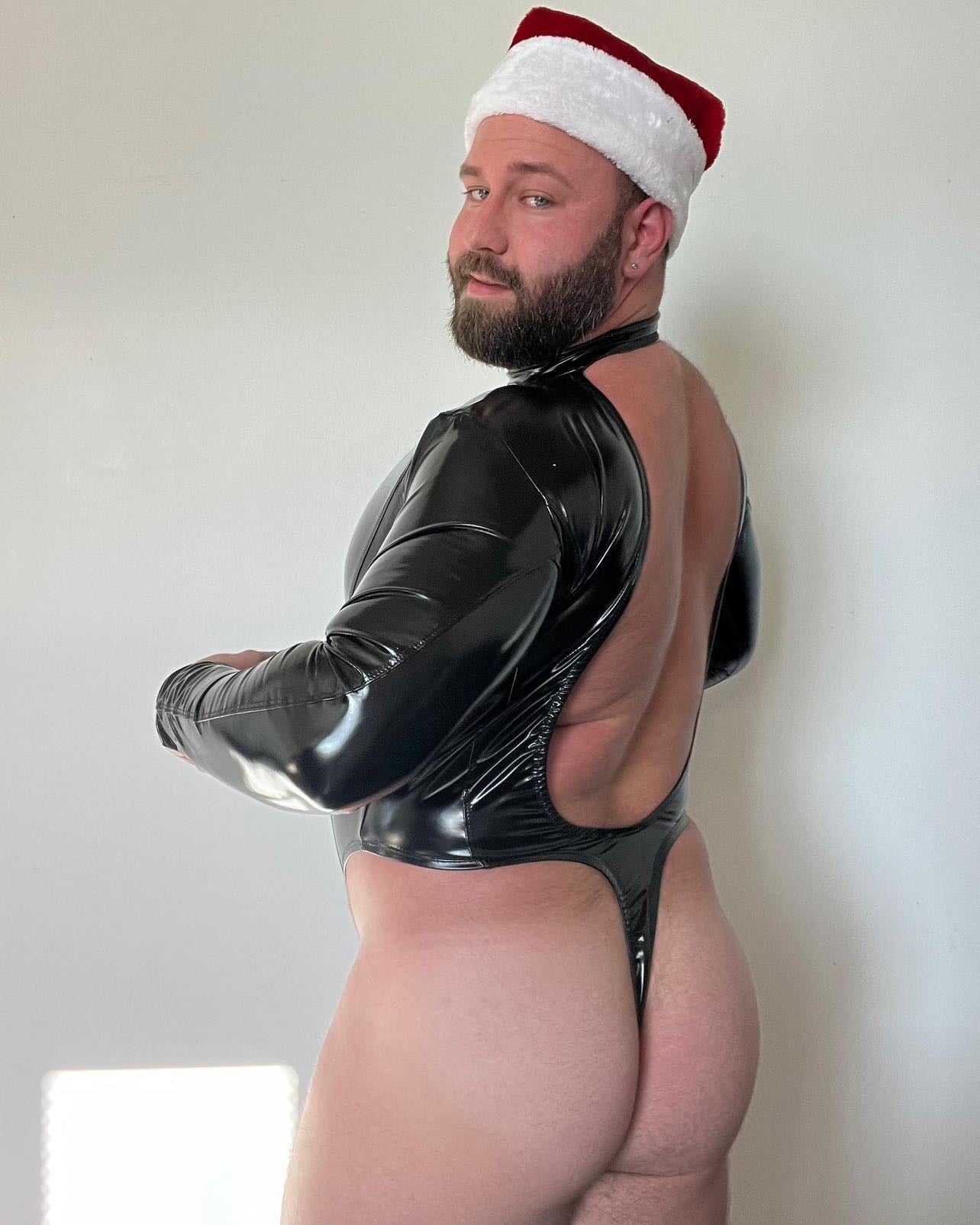 Black PU Leather PopArt Daddy V Bodysuit