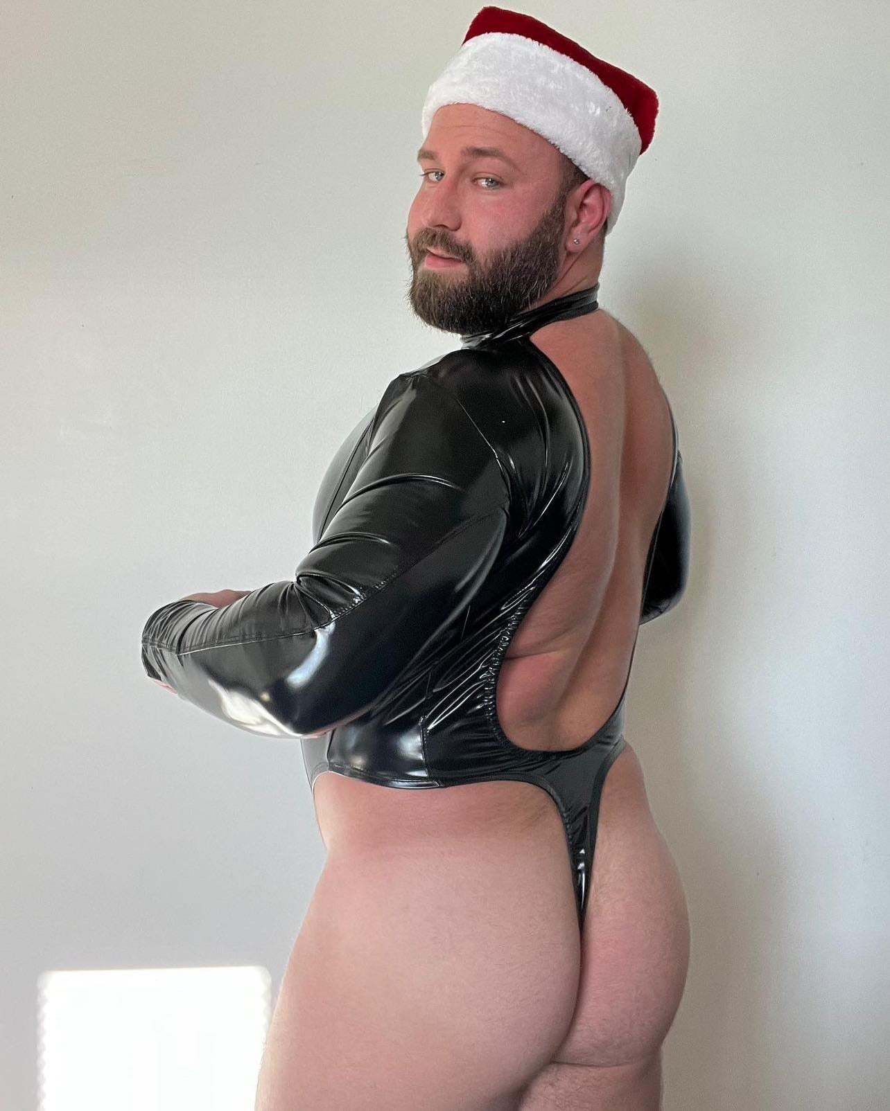 Black PU Leather PopArt Daddy V Bodysuit