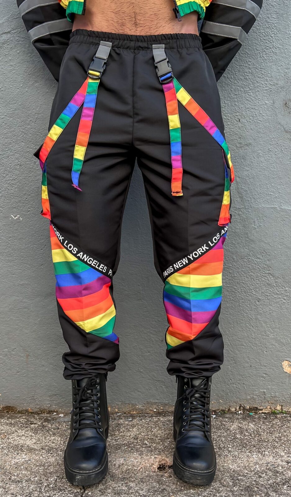 Mysteryglove Rainbow Striped Hooded Jacket and Cargo Pants Set