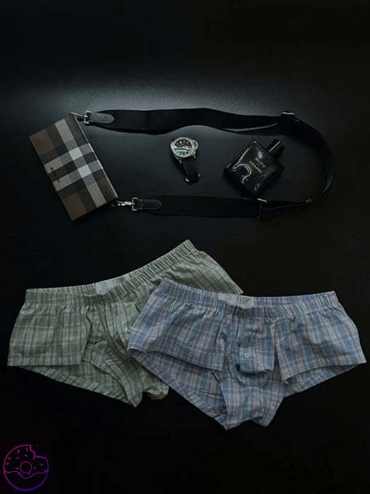 Low Rise Sexy Plaid Home Boxer Briefs