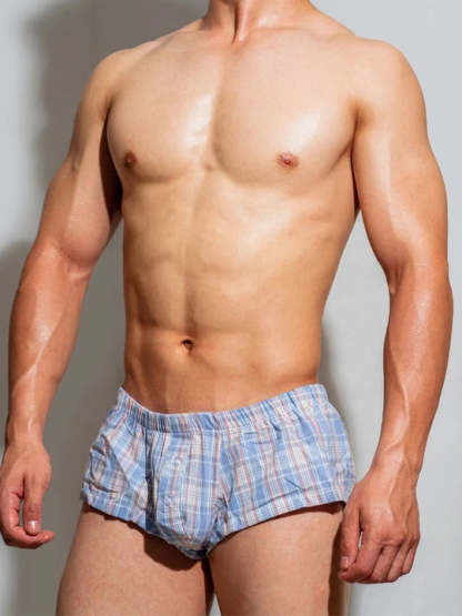 Low Rise Sexy Plaid Home Boxer Briefs