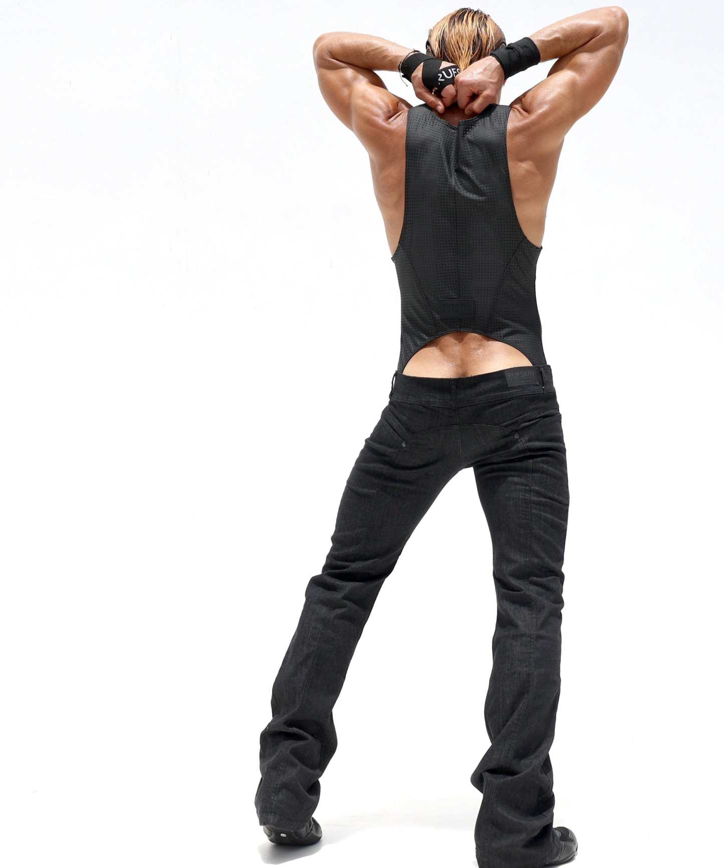 Sleeveless Black Jocksatrp Bodysuit