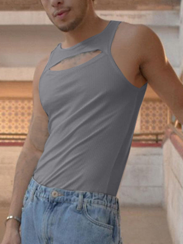 Mens Sexy Cutout Front Sleeveless Vest