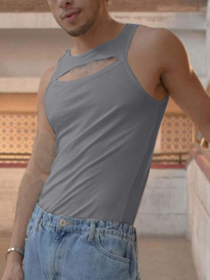 Mens Sexy Cutout Front Sleeveless Vest