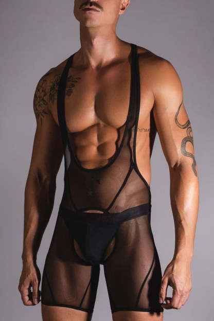 See-Through Mesh Cut-Out Sleeveless Romper Shorts Set