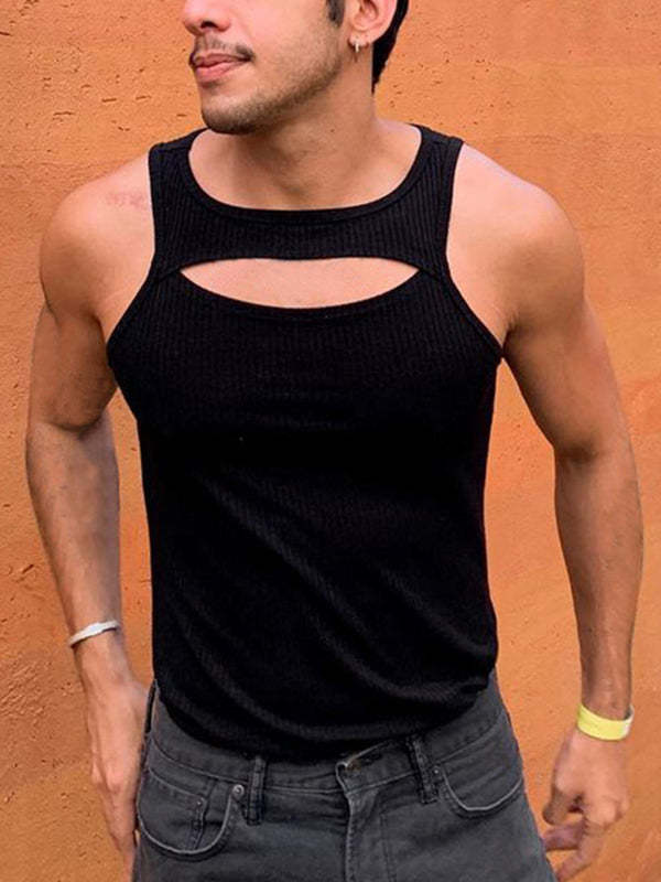 Mens Sexy Cutout Front Sleeveless Vest
