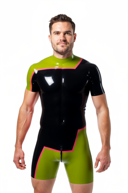 Mysteryglove Men's PU Leather Short-Sleeve Bodysuit