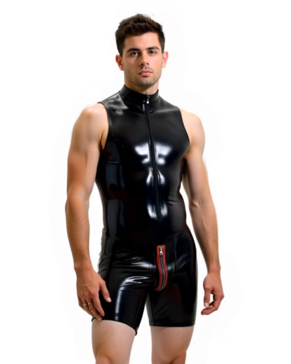 Mysteryglove SpeedForm – Sleek Zip Bodysuit in Black with Red Trim