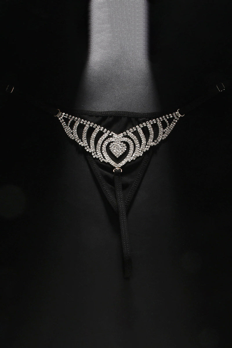 Men's Rhinestone Hollow Out Body Chain Adjustable G-string Briefs