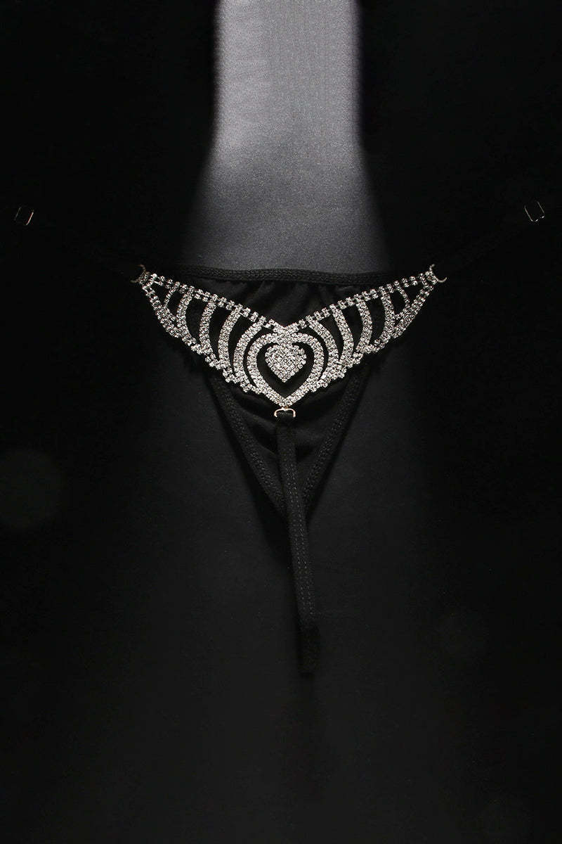 Men's Rhinestone Hollow Out Body Chain Adjustable G-string Briefs
