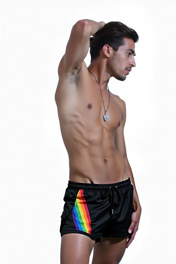 Mysteryglove Rainbow Side Stripe Shorts
