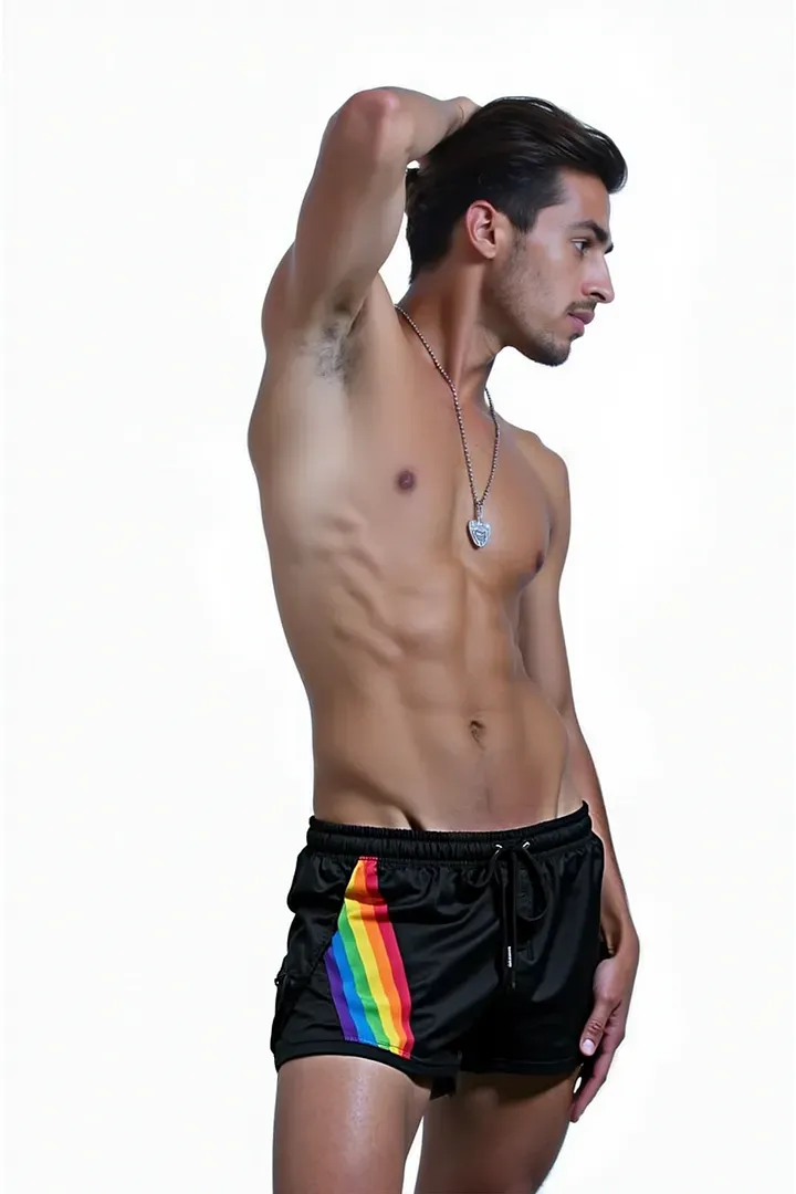 Mysteryglove Rainbow Side Stripe Shorts