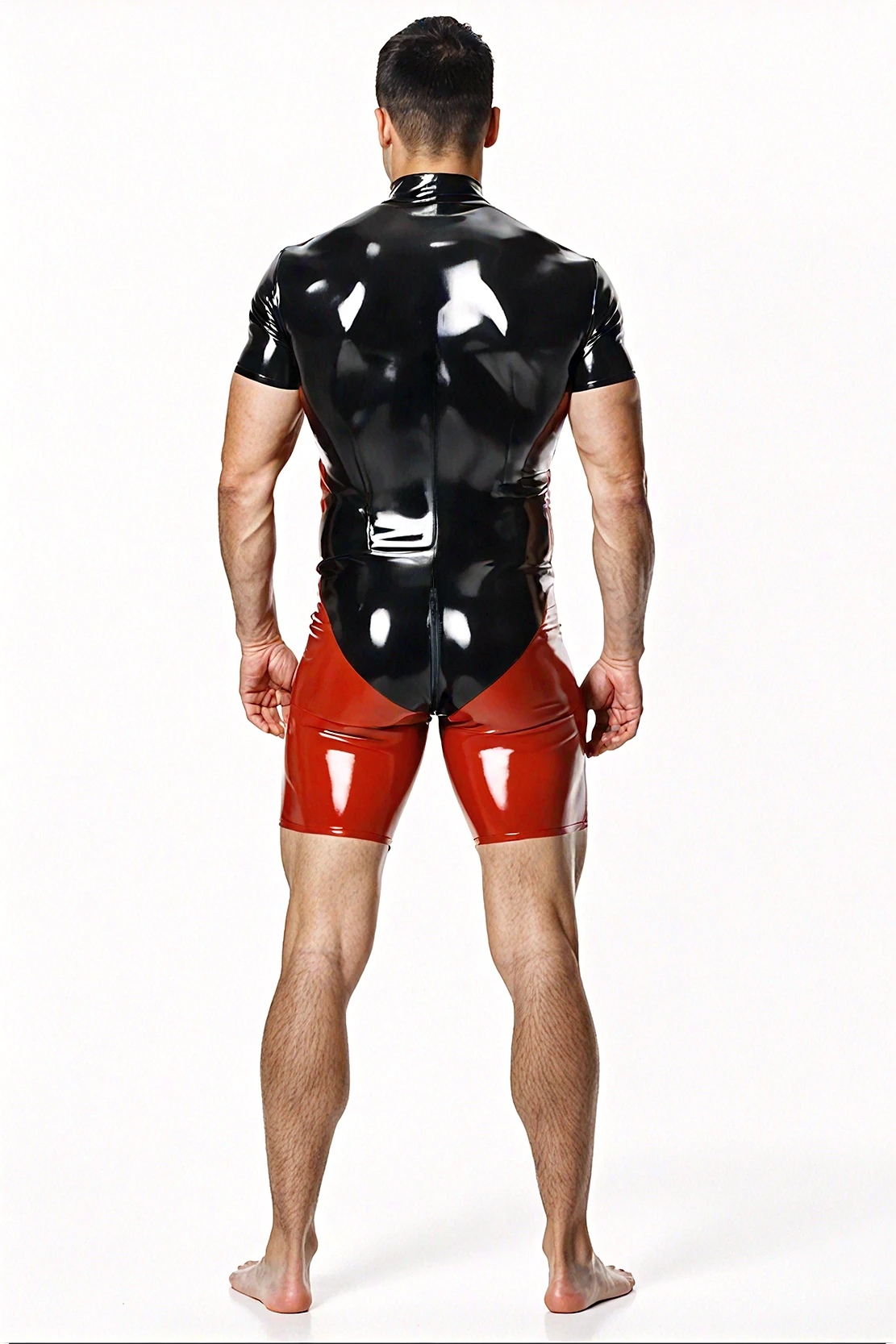 Mysteryglove Men's Red and Black Short-Sleeve Bodysuit