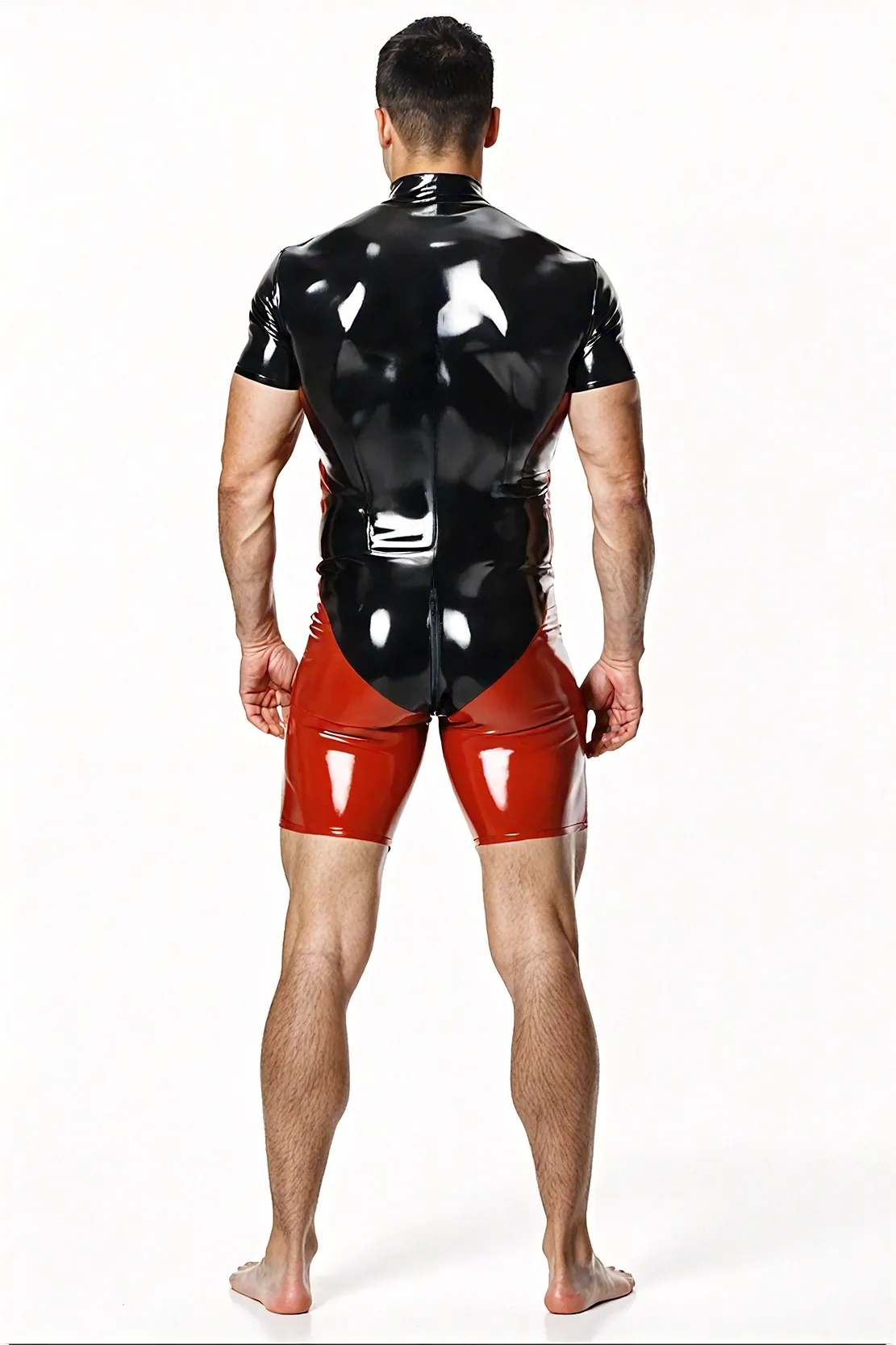 Mysteryglove Men's Red and Black Short-Sleeve Bodysuit