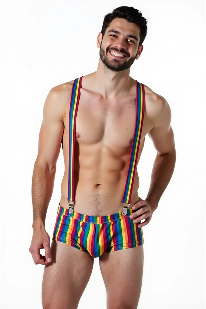 Mysteryglove Rainbow Pride Men's Boxer Shorts with Suspenders