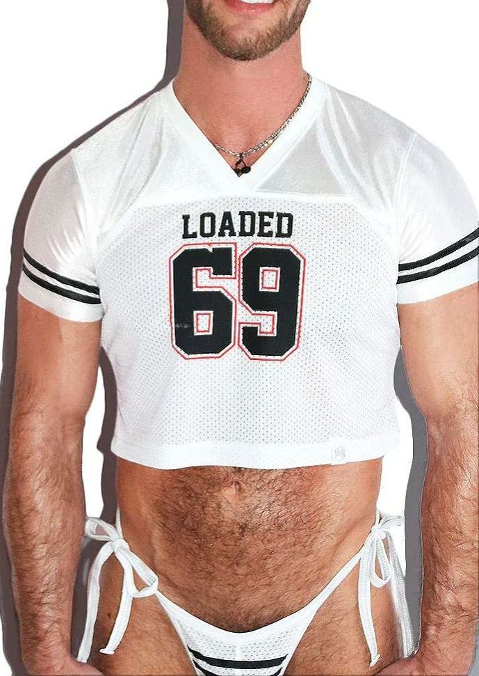 69 Print V-Neck Crop Top & Thong Set