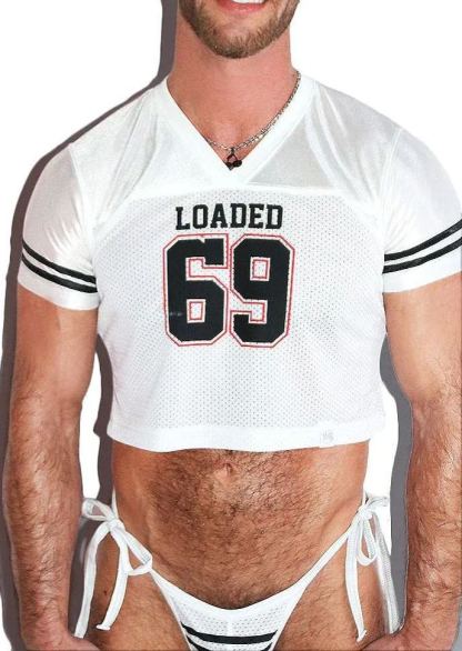 69 Print V-Neck Crop Top & Thong Set