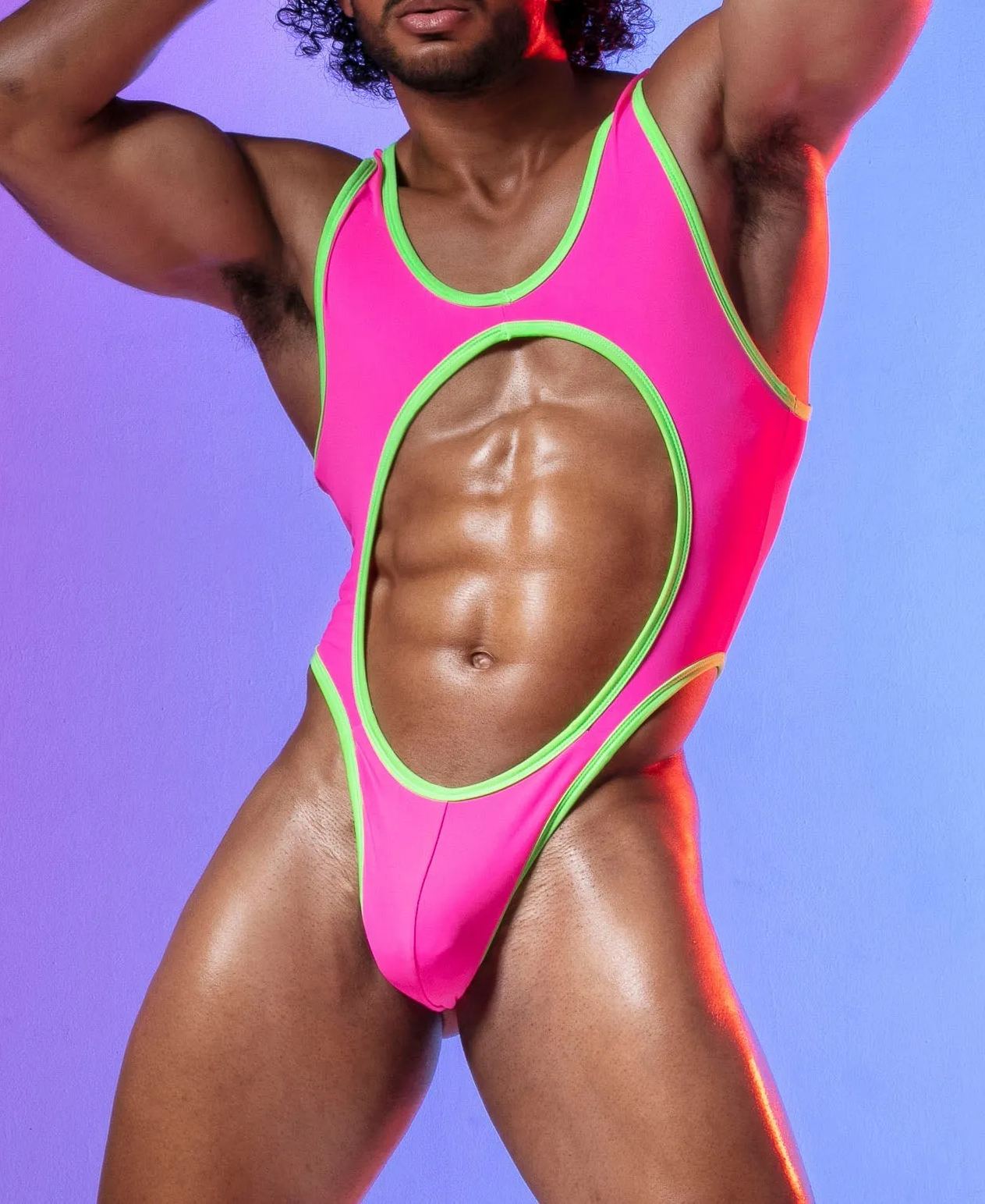 Men's Sexy Rose Patchwork Mesh Bodysuit