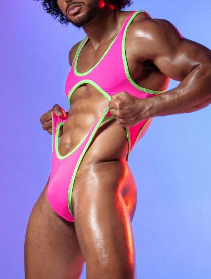 Men's Sexy Rose Patchwork Mesh Bodysuit