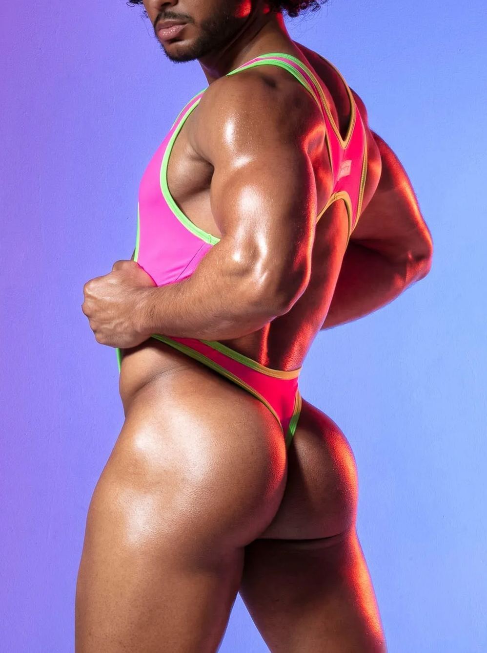 Men's Sexy Rose Patchwork Mesh Bodysuit