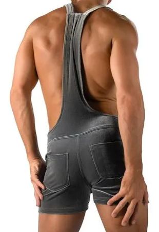 Grey Velvet Slim Fit Overall Shorts for a Soft and Sophisticated Look