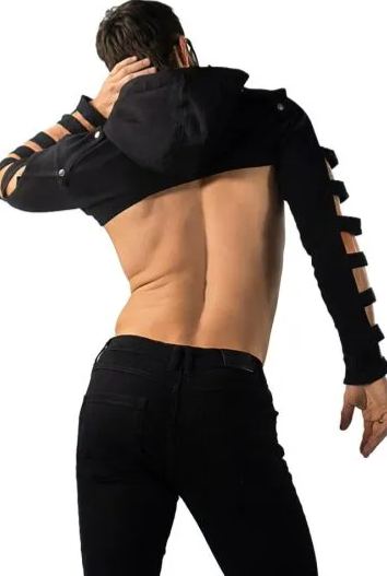 Black Cutout Cropped Hoodie for a Bold and Edgy Style