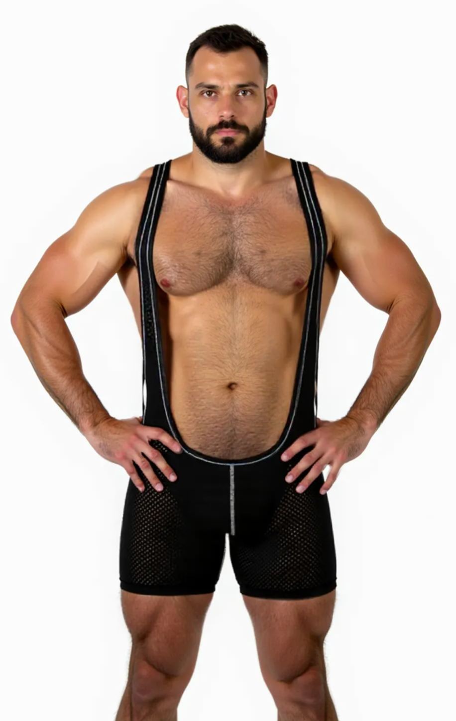 Mysteryglove Men's Deep-Cut Mesh Singlet Bodysuit