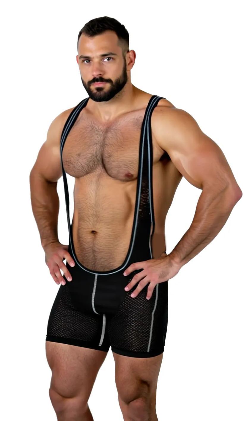 Mysteryglove Men's Deep-Cut Mesh Singlet Bodysuit