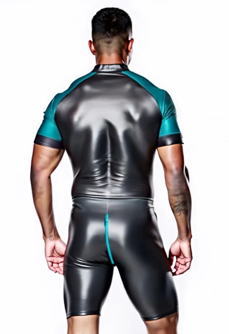 Mysteryglove Shiny Black & Red Skin-Tight Romper – Full-Body Zip Jumpsuit