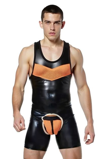Mysteryglove Men's Bold Black and Orange Bodywear（Bring underwear）