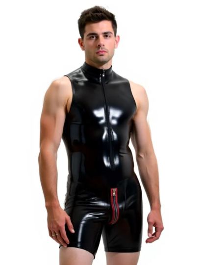 Mysteryglove SpeedForm – Sleek Zip Bodysuit in Black with Red Trim