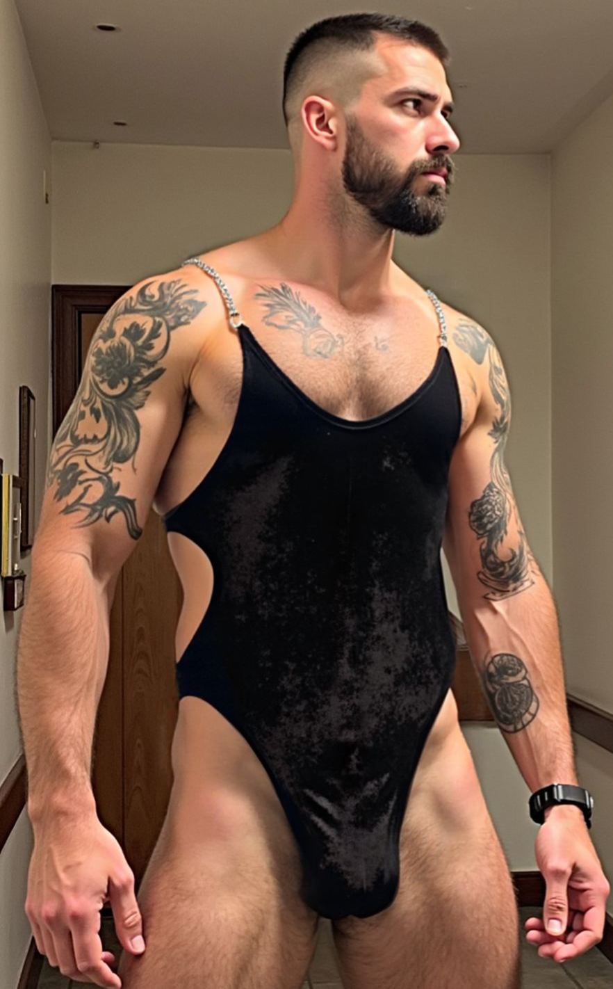 Velvet Chain Harness Bodysuit