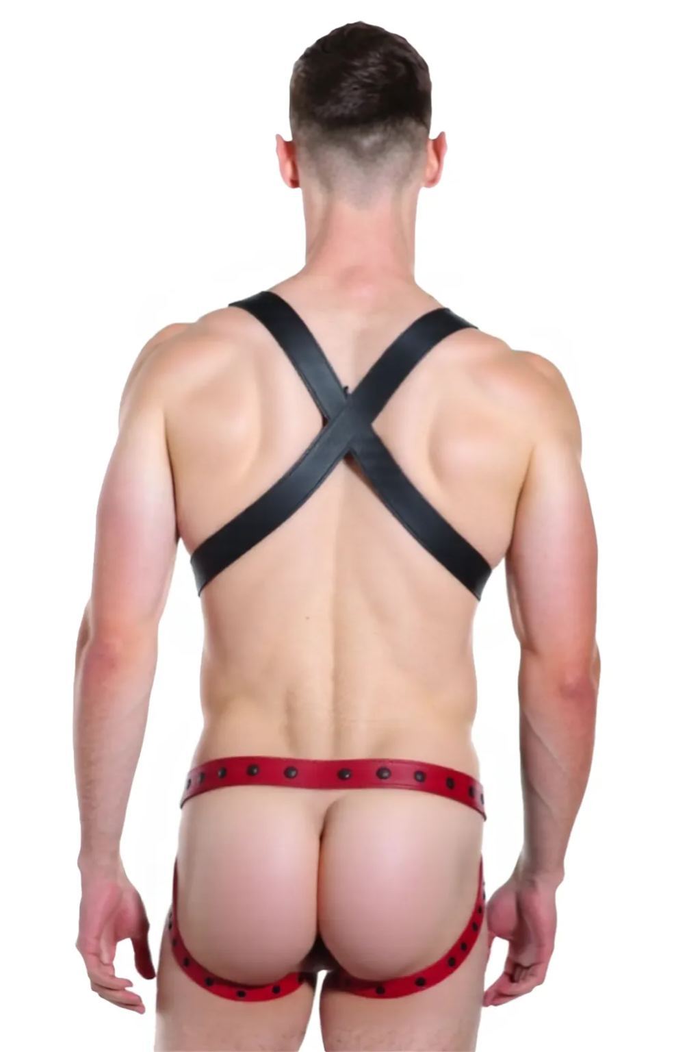 [Copy]Mysteryglove Men's Red and Black PU Leather Harness Set for BDSM