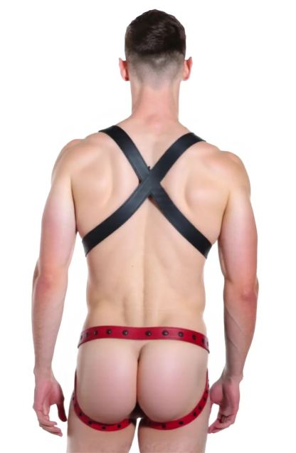 [Copy]Mysteryglove Men's Red and Black PU Leather Harness Set for BDSM