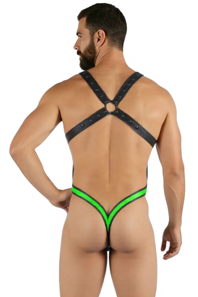 Mysteryglove PU Leather Fetish-Inspired Harness with Neon Detailing