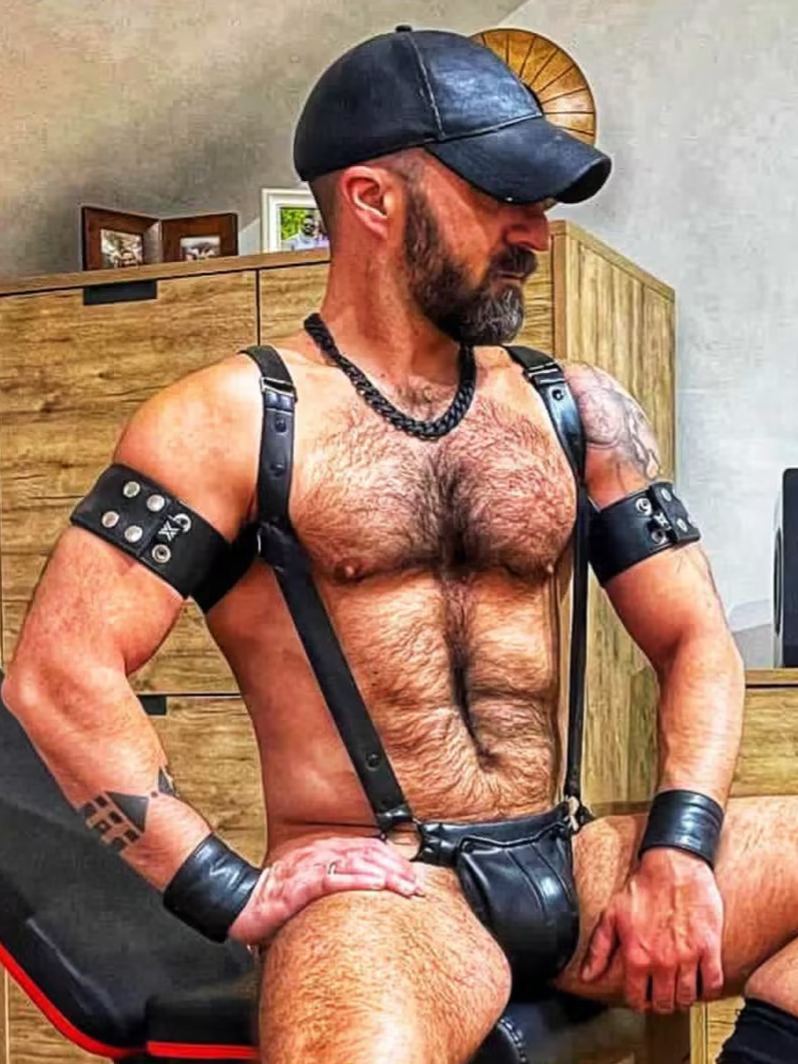 Mysteryglove PU Leather Men's Fetish Harness and Jock – Black Edition