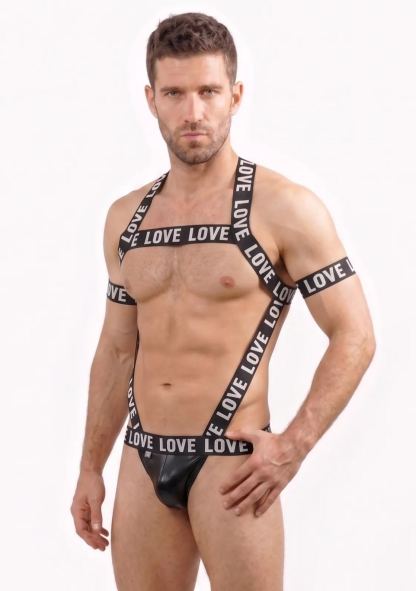 Mysteryglove LOVE Logo Full-Body Harness Set with Jockstrap