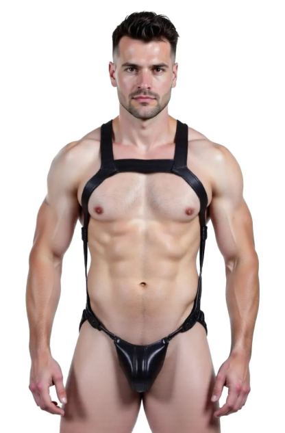 Mysteryglove Men's PU Leather Harness - Adjustable Straps