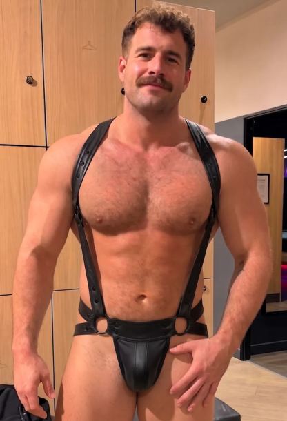 Mysteryglove Men’s PU Leather Harness Jockstrap — Dual O-Rings, Open-Side Straps, Built-In Pouch