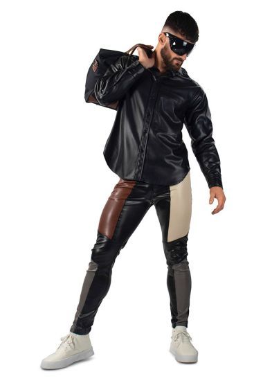 Berlin Color Block Faux Leather Trousers Pi