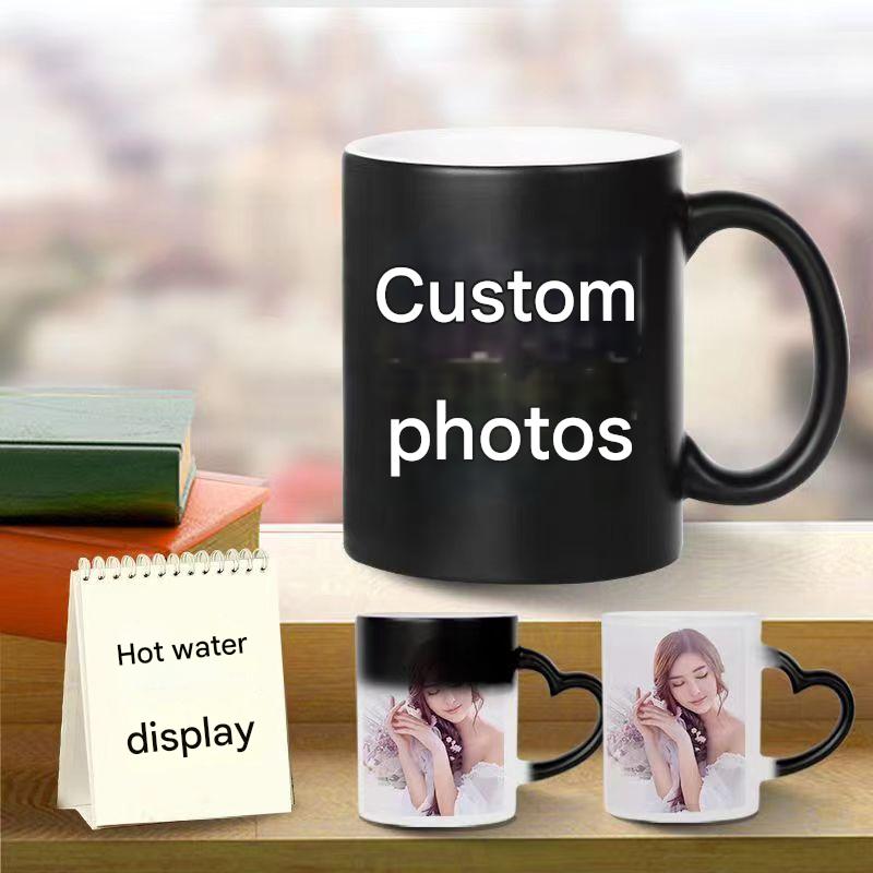 Creative color-changing mug, custom-made ceramic mug, DIY photo holiday gift mug, heat-changing color mug