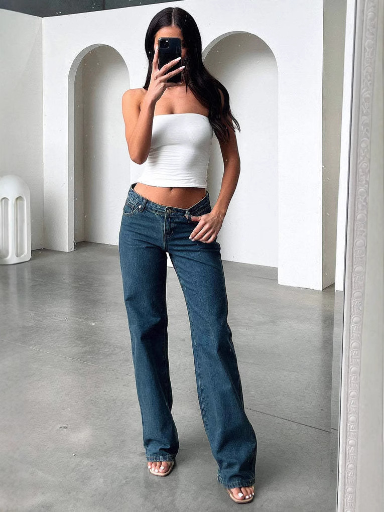 Fashion Retro Straight Loose Denim Pants
