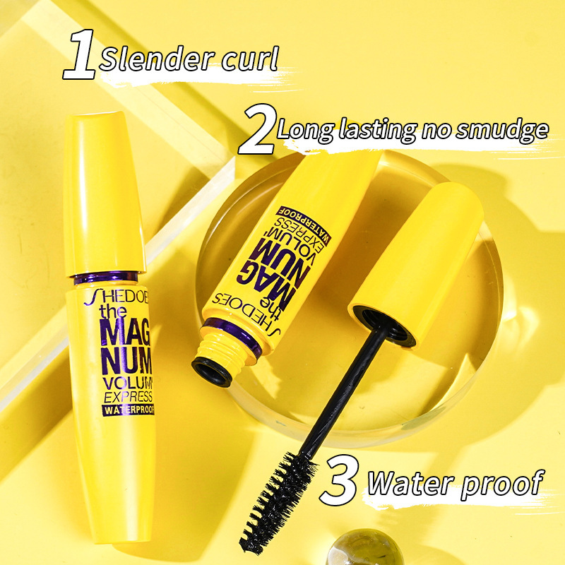 Waterproof, long, curled, thick, natural, long-lasting, non-smudged yellow mascara
