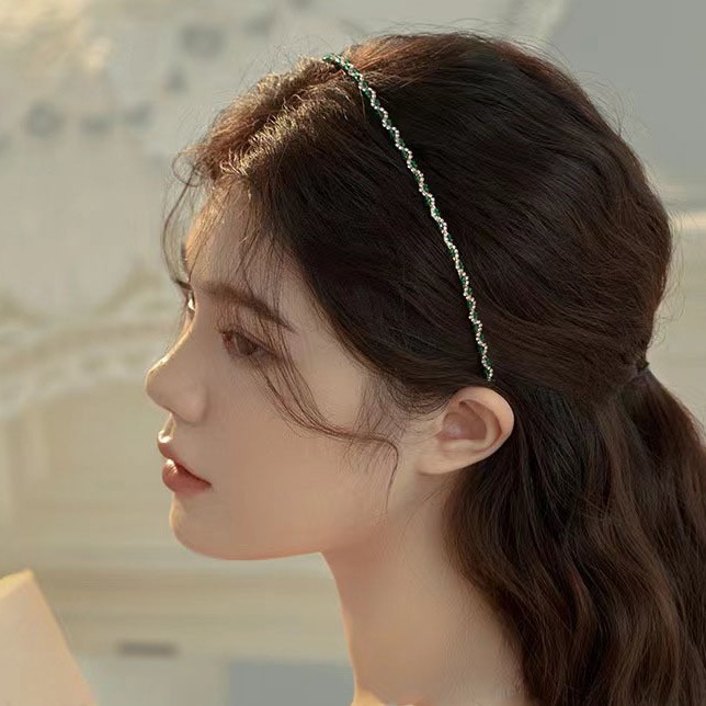 1pc New Vintage Elegant Royal Alice Band, Green And Rhinestone Inlaid Hair Band, Ideal choice for Gifts
