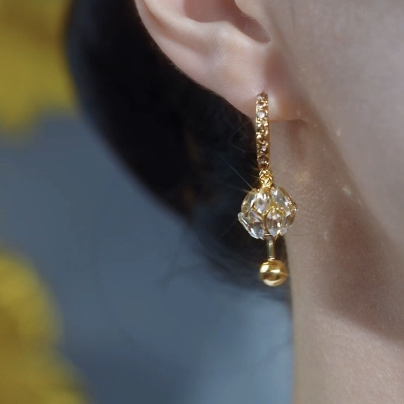 Diamond ball earrings A Pair
