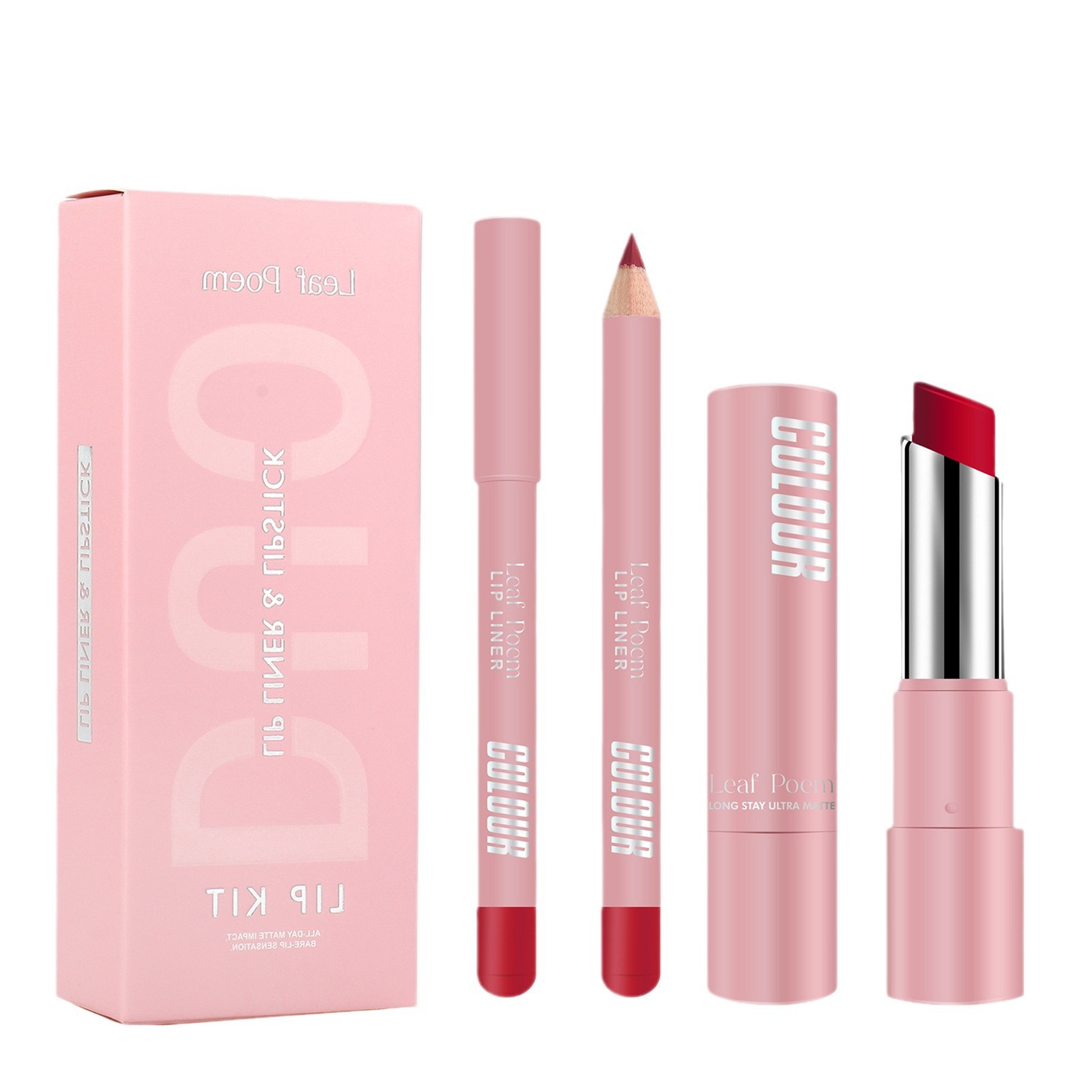 Lipstick and lip liner two-in-one set, non-stick cup long-lasting waterproof matte lipstick set