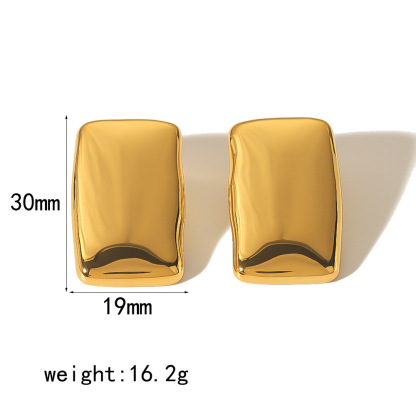 Chic Rectangular Gold and Silver - Tone Stud Earrings