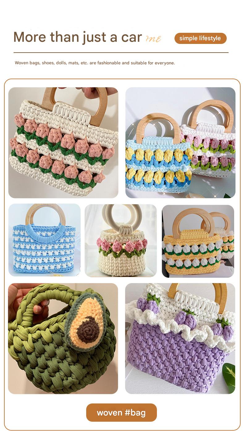 Colorful wool for hand-woven slippers and bags（Free knitting tool set）