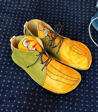 Autumn Round Toe Casual Front Lace-Up Work Shoes Breathable Medium Heel Board Shoes Women'S Shoes